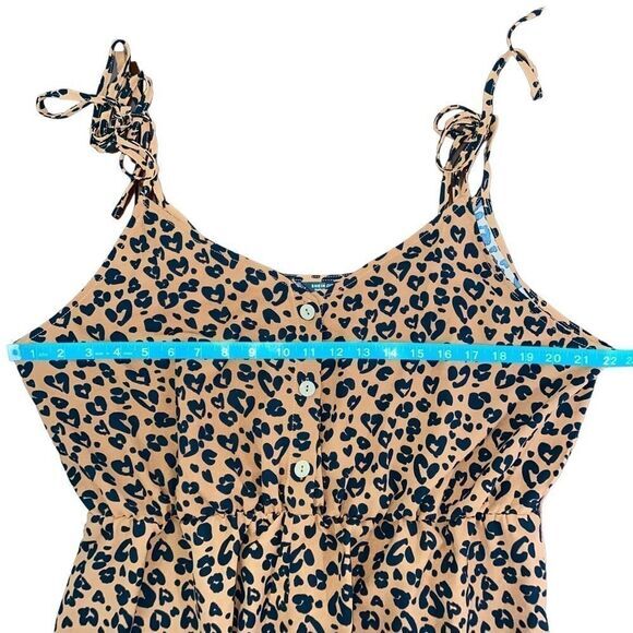SHEIN Plus Tied Shoulder‎ Ruffle Hem Leopard Belted Cami Romper 2XL - Picture 8 of 11